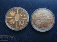 lot of 2 rare 2010 Dutch 10 Florin gilt tokens