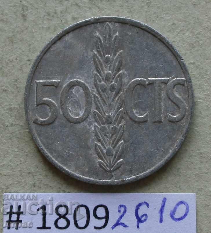 50 центимос 1966 Испания