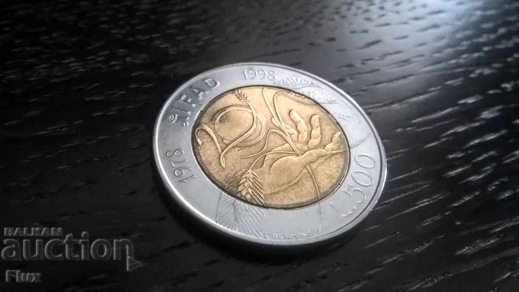 Coin - Ιταλία - 500 λίβρες 1998