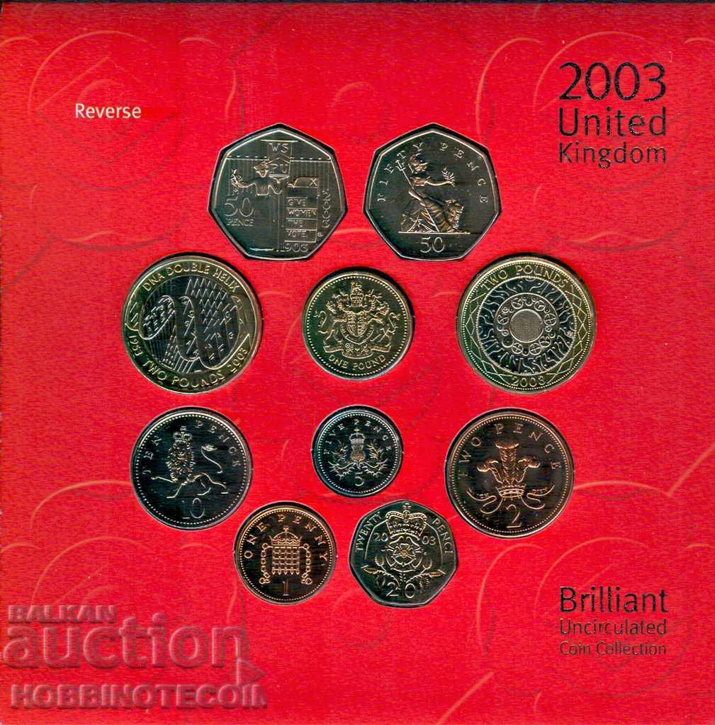 ENGLAND GREAT BRITAIN FULL SET Brilliant - 2003 UNC BIMETAL