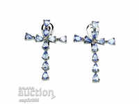 UNIQUE BEAUTIFUL CROSS EARRINGS WITH NATURAL TANZANITES