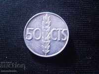 50 SENTIMOS SPAIN 1966 COIN / 1