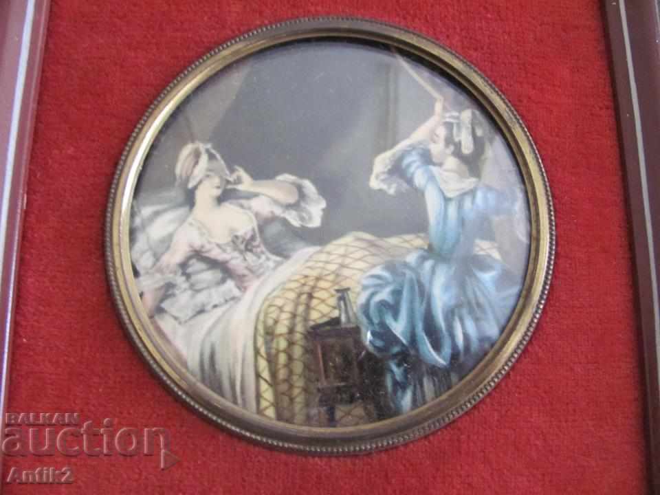 Auction  Vinic Lithography in original wooden frame, bronze, velvet