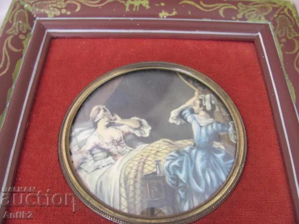 Vinic Lithography in original wooden frame, bronze, velvet - 5