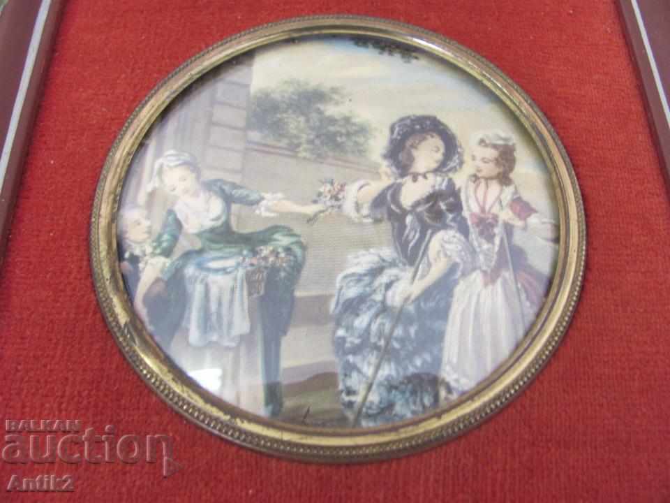 Vinic Lithography in original wooden frame, bronze, velvet - 6