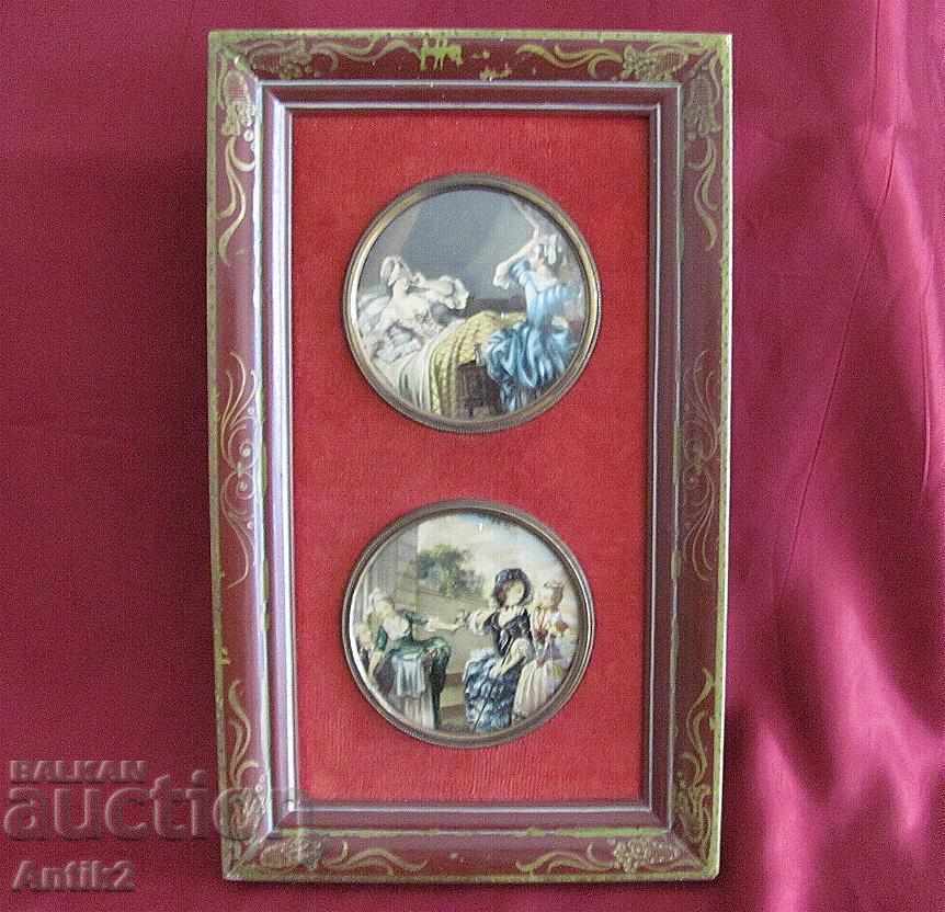 Vinic Lithography in original wooden frame, bronze, velvet - 7