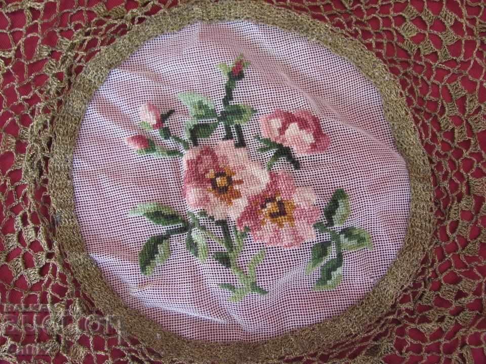 Auction 19th Century Hand Embroidery Tablecloth, Thiesleyfar, Gobelin Auction 19th Century Hand Embroidery Tablecloth, Thiesleyfar, Gobelin