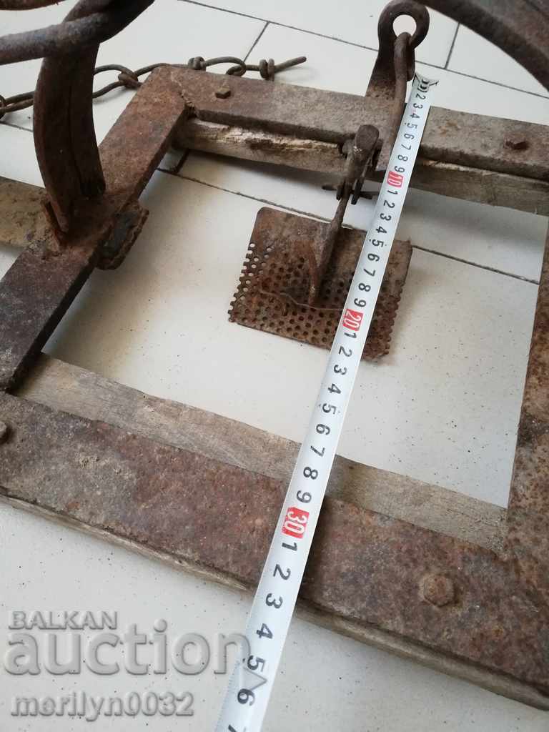 Auction Old forged wolf trap, wrought iron primitive Auction Old forged wolf trap, wrought iron primitive