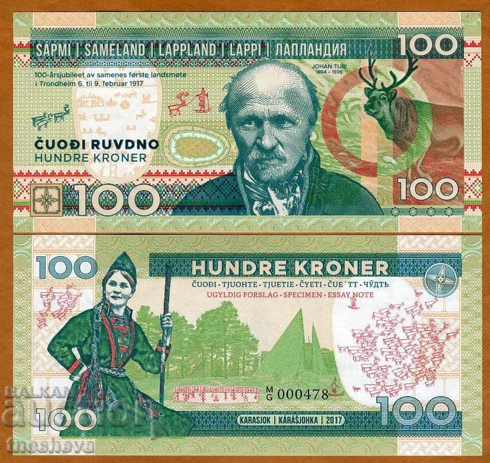 Laponia (Finlanda), 100 kroner, 2017, UNC