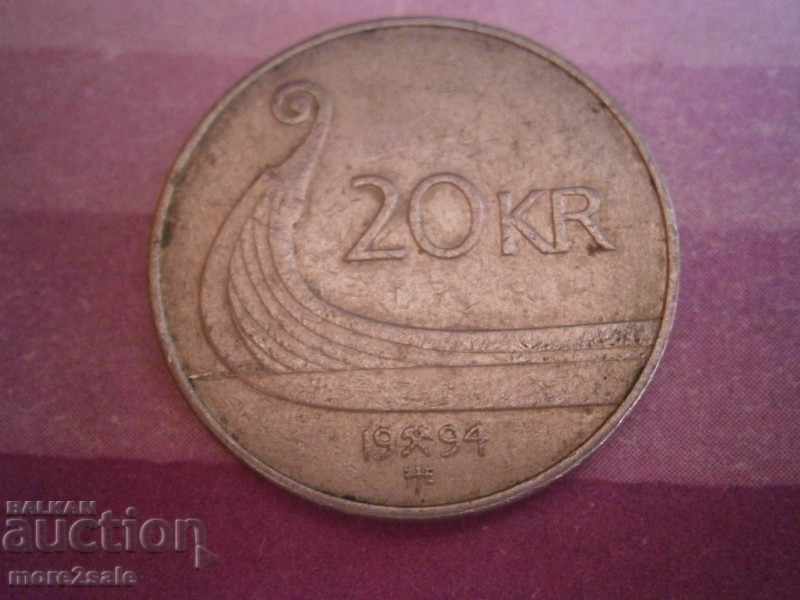 20 CROA NORWAY 1994 COIN