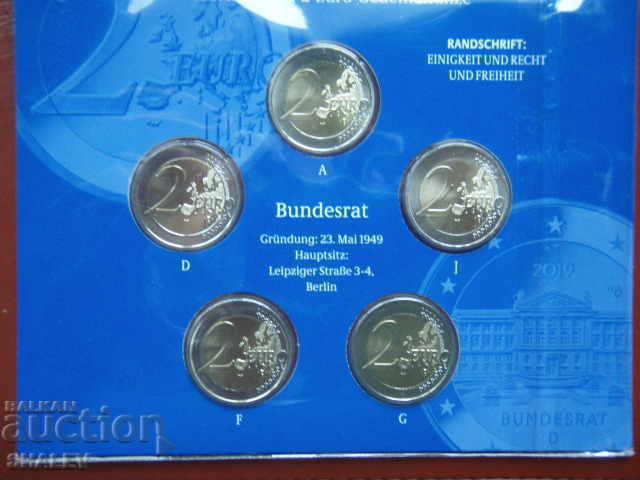 2 Euro 2019 Germany "Budesrat" A,D,F,G,J (5 coins set) - Unc - 6 2 Euro 2019 Germany "Budesrat" A,D,F,G,J (5 coins set) - Unc - 6