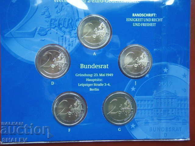 2 Euro 2019 Germany "Budesrat" A,D,F,G,J (5 coins set) - Unc - 7 2 Euro 2019 Germany "Budesrat" A,D,F,G,J (5 coins set) - Unc - 7