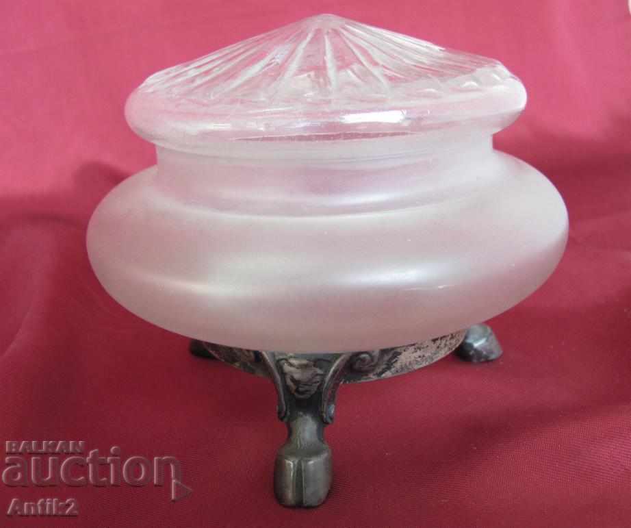 Art Deco Jewelry box, glass and silver candy with price 90.00 BGN | € 46.02