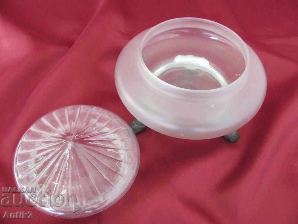 Auction  Art Deco Jewelry box, glass and silver candy