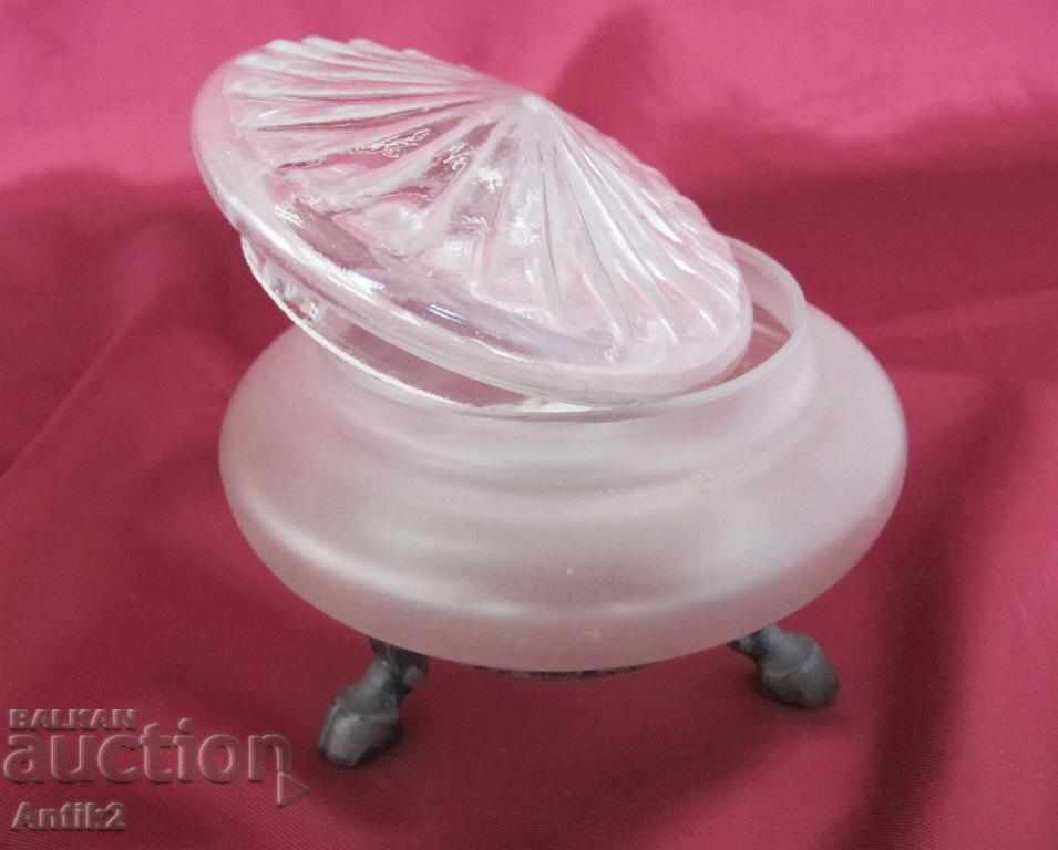 Art Deco Jewelry box, glass and silver candy - 6