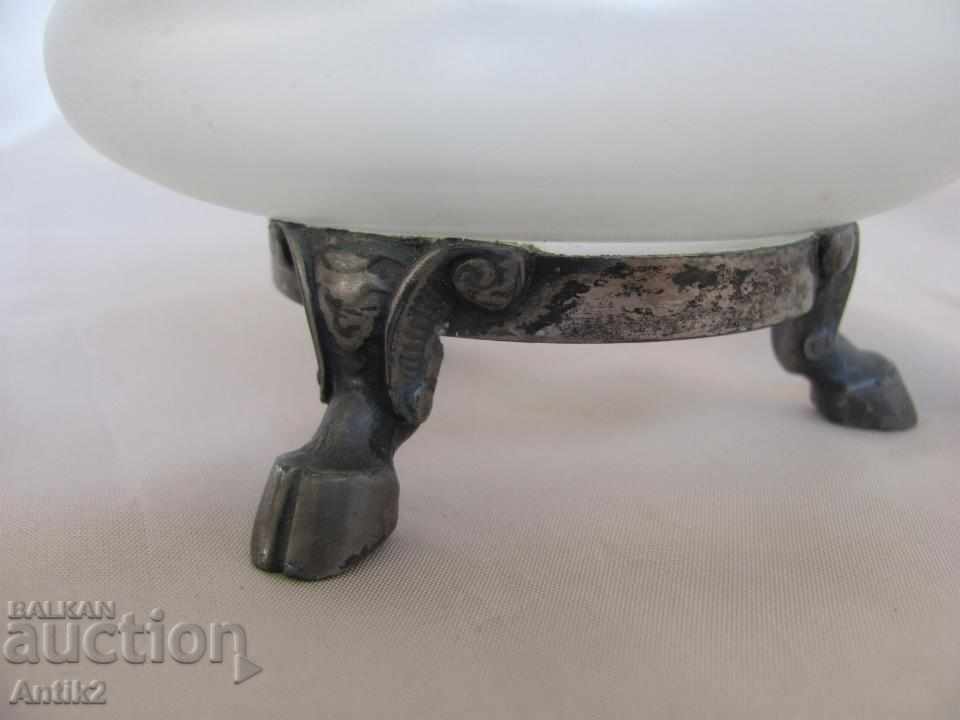 Art Deco Jewelry box, glass and silver candy - 7