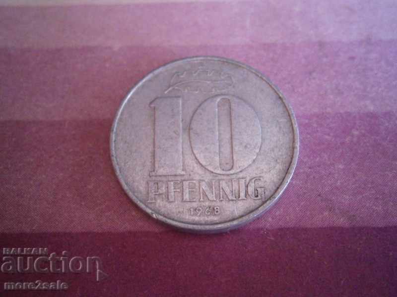 10 PFINIGA GDR 1968 GERMANY COIN