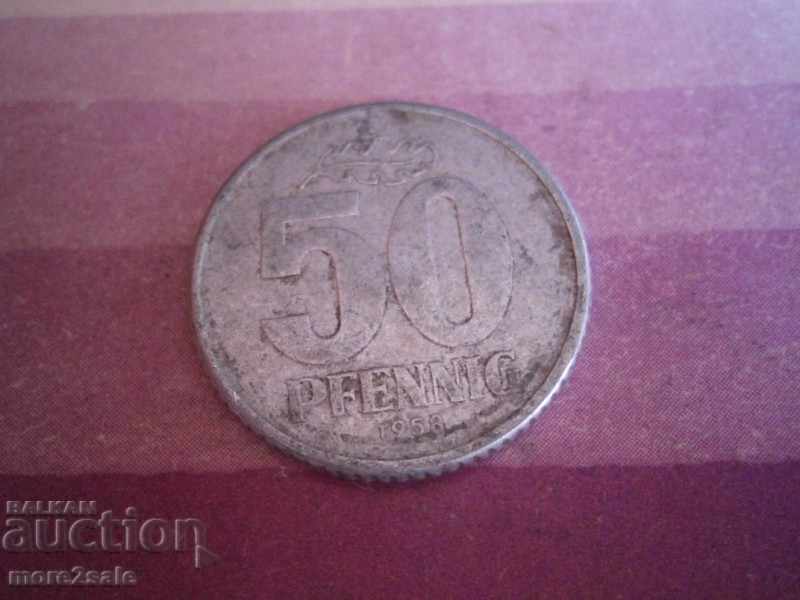 50 PFINIGA GDR 1958 GERMANY COIN / 3