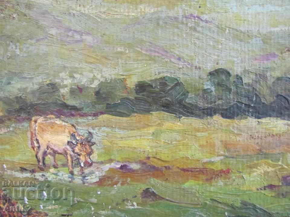 Old oil painting, cardboard, 33x20 cm., Ilka Savova with price 17.00 BGN | € 8.69