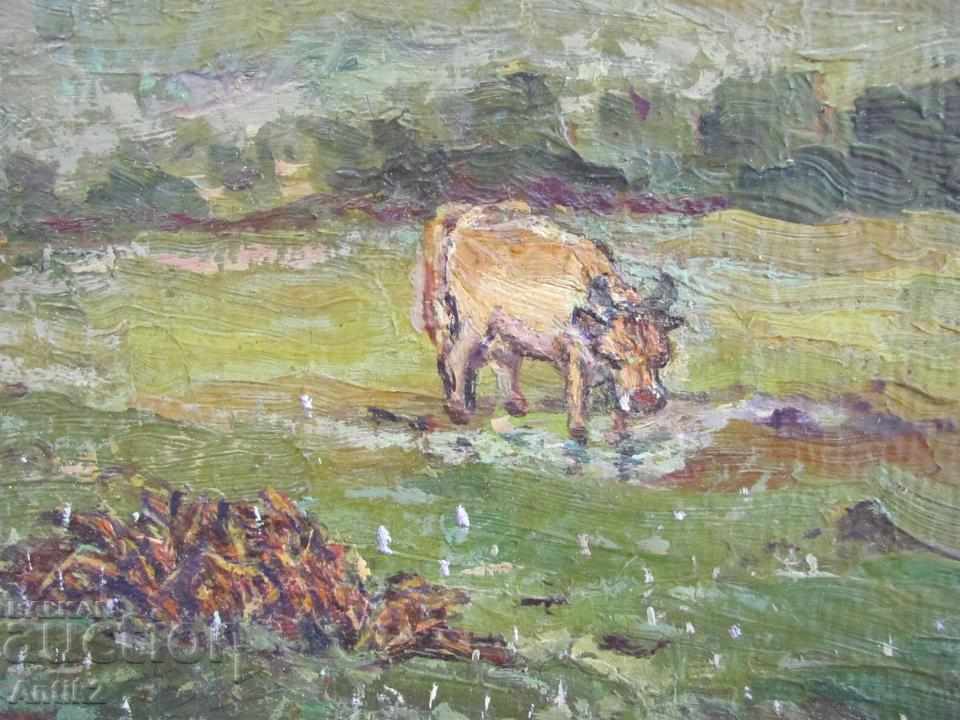 Old oil painting, cardboard, 33x20 cm., Ilka Savova - 5