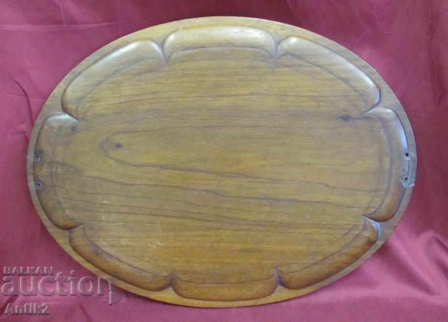Old wooden mahogany tray, hand-carved, monogram - 6 Old wooden mahogany tray, hand-carved, monogram - 6