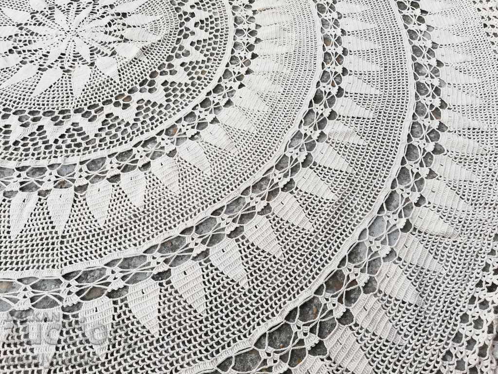 Old round hook round table 165 cm lace lace - 7