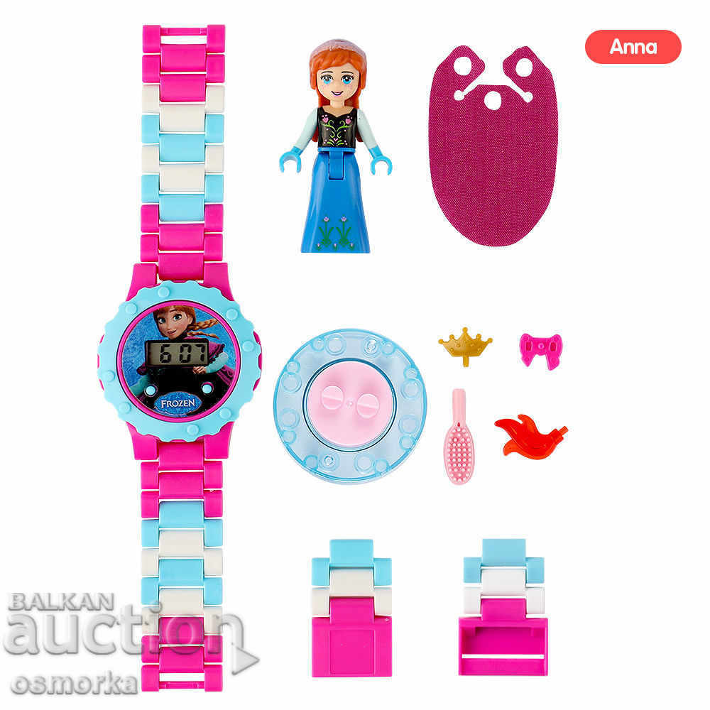 Детски часовник с играчка фигурка тип Anna Frozen Ана