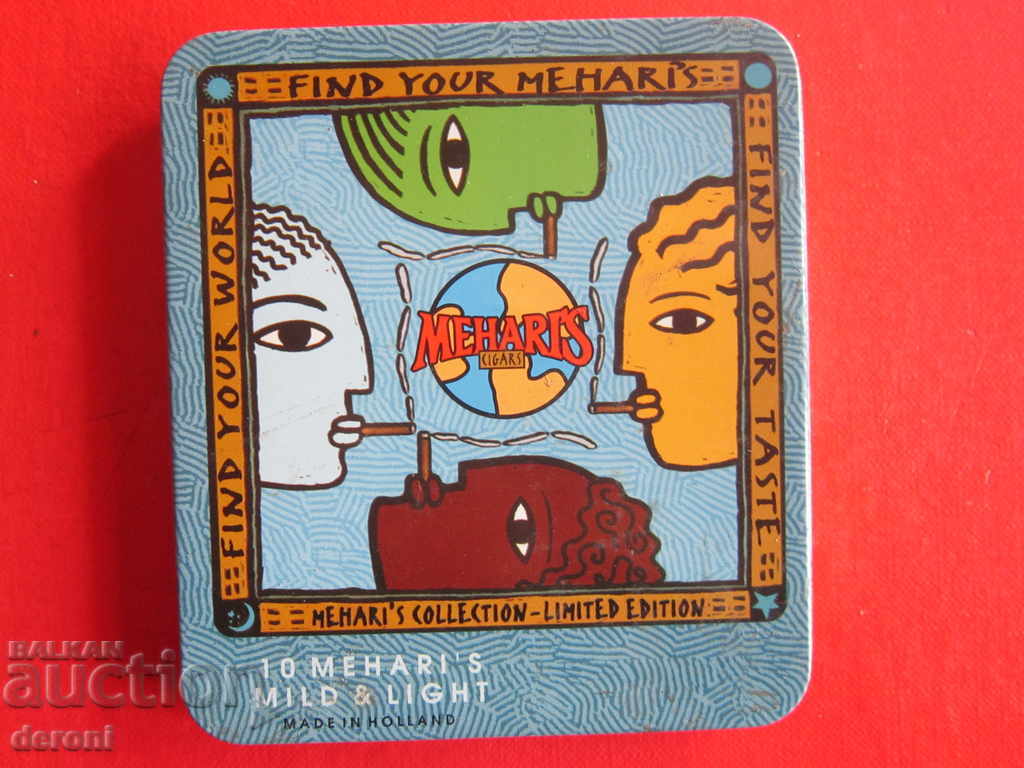 Auction An old tin-filled tin box with Meharis cigarettes Auction An old tin-filled tin box with Meharis cigarettes