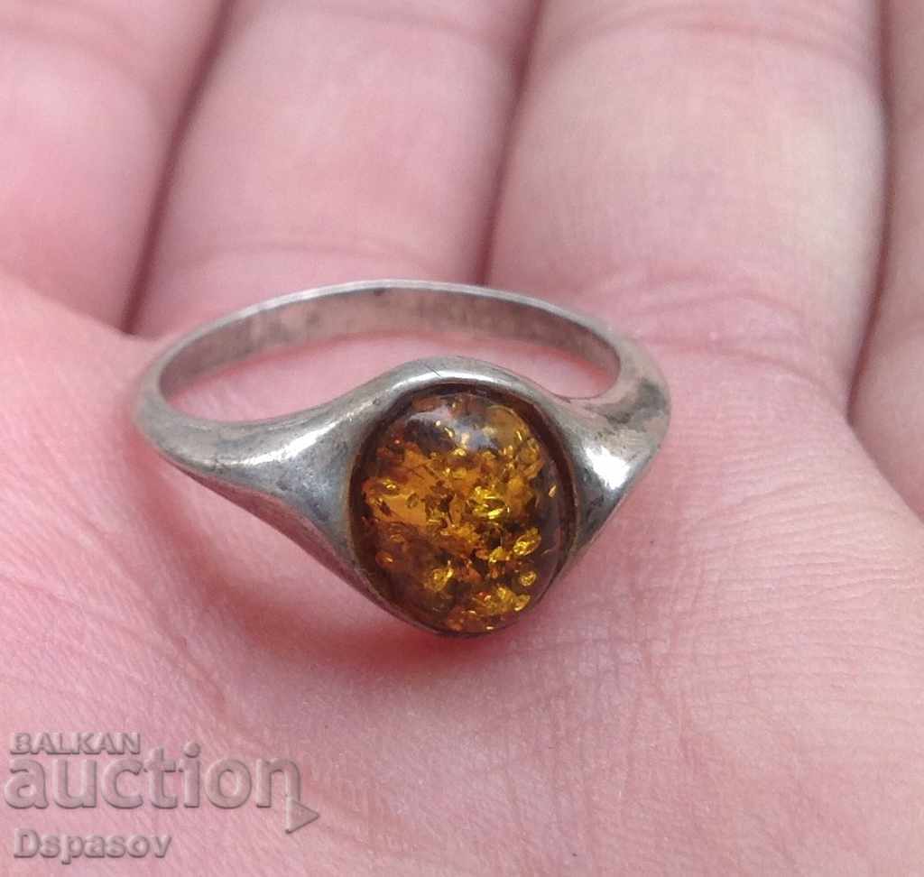 Silver Ring with Amber