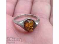 Silver Ring with Amber