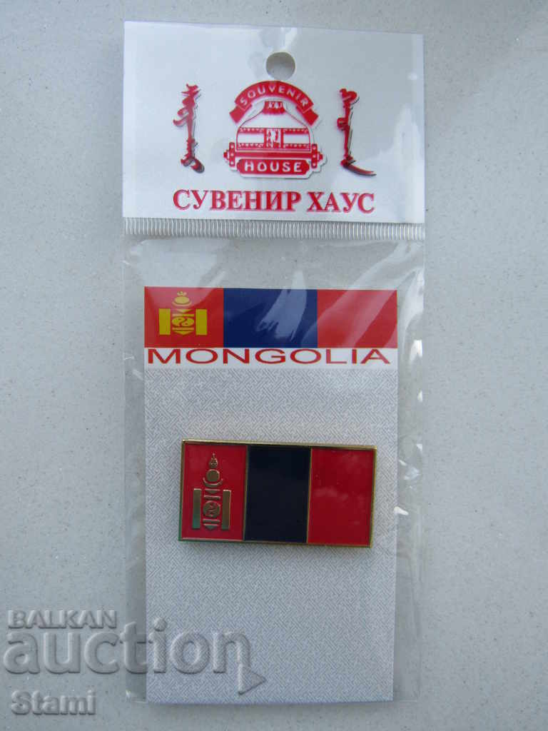Badge - Flag of Mongolia with magnetic fastening
