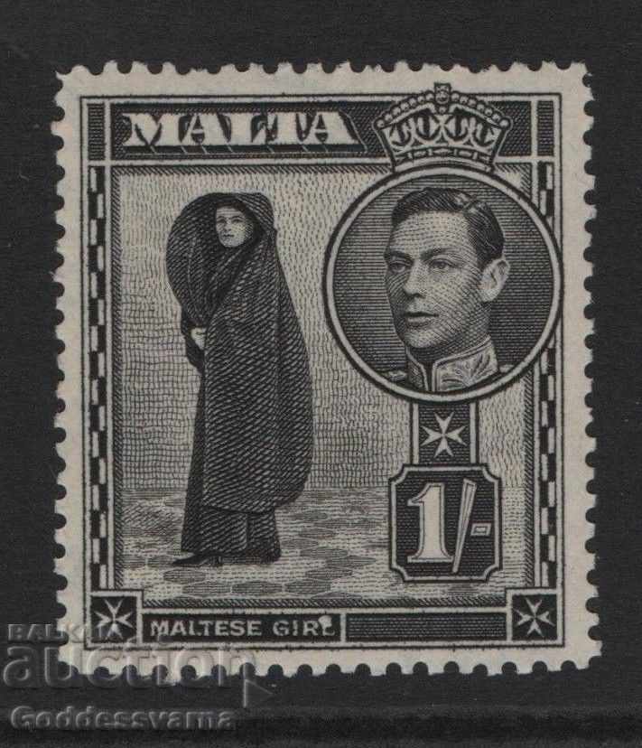 MALTA 1/- Black  Mint MM KGV1  SG226 1938