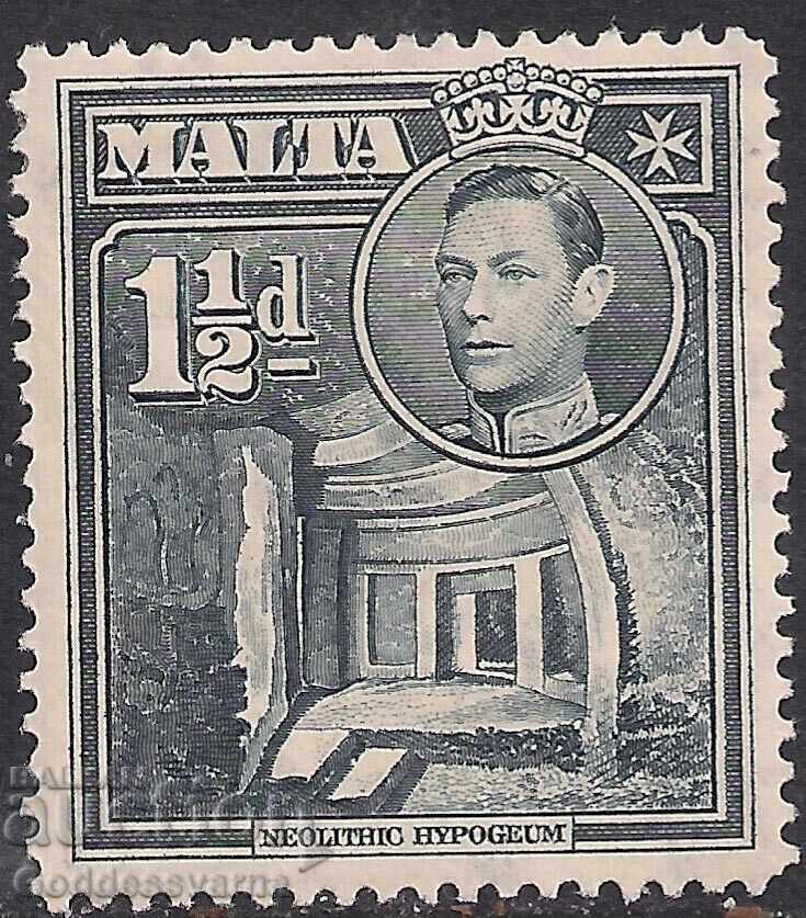 Malta 1938 - 43 KGV1 1 1 / 2d Ardezie negru MM SG 220b