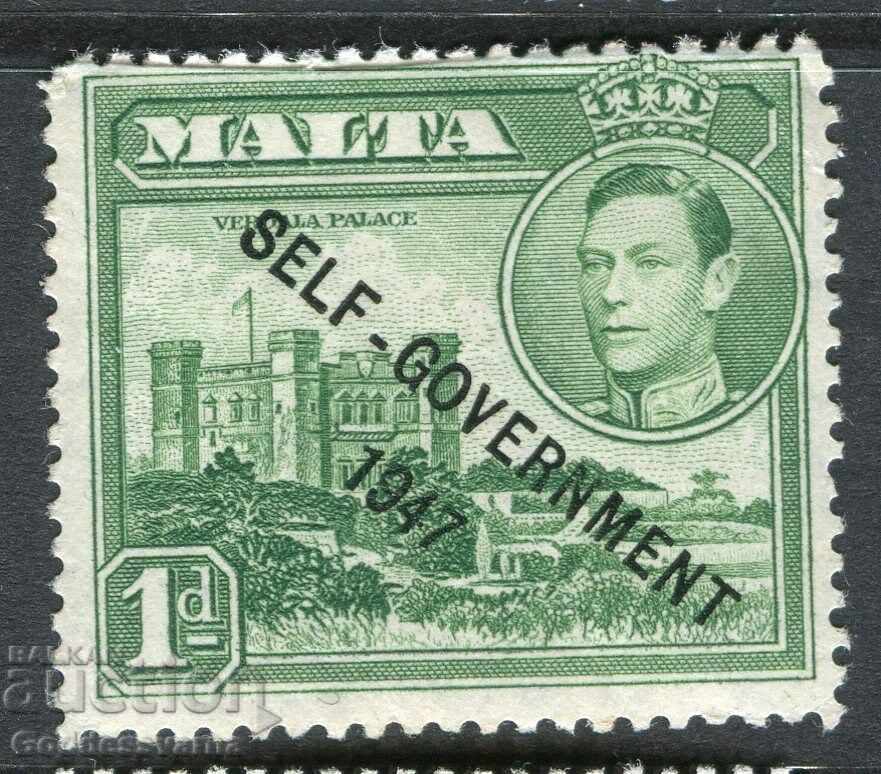 MALTA; 1947 SELF - GOVT GVI issue fine Mint hinged 1d