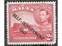 MALTA; 1947 SELF - GOVT GVI issue fine Mint hinged 2d.