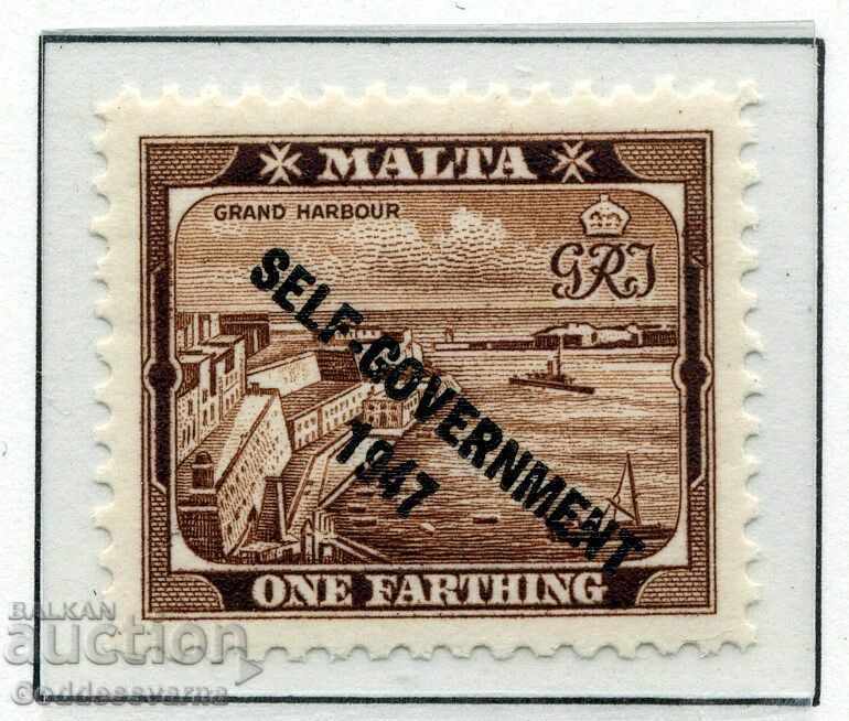 MALTA; 1947 devreme GVI SELF-GOVT Optd issue Monetarie cu balamale 1 / 4d.