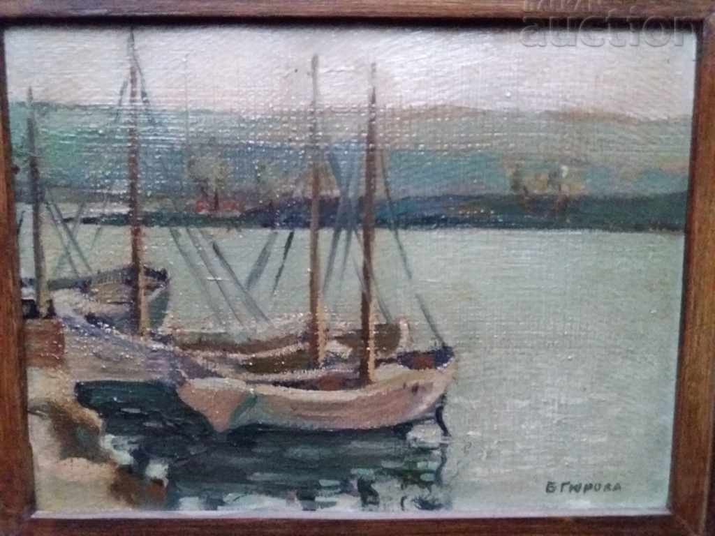 Bronka Gyurova-Alsheh old painting landscape oil paints signature Bronka Gyurova-Alsheh old painting landscape oil paints signature