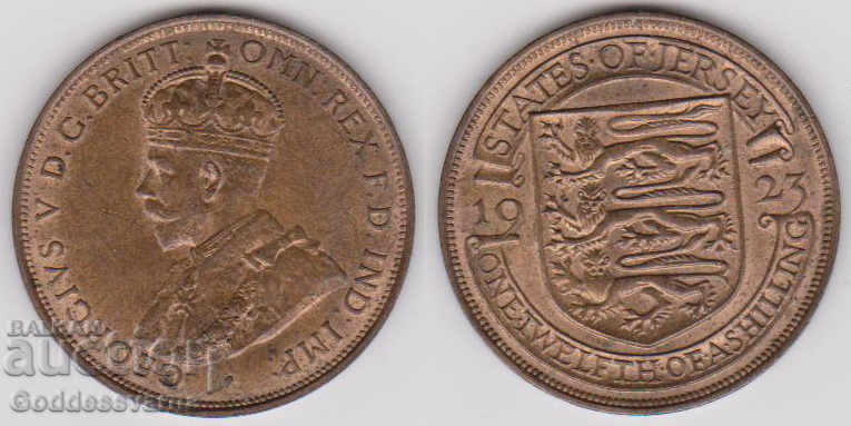 Marea Britanie 1923 Jersey 1/12 a unei monede shilling aUNC