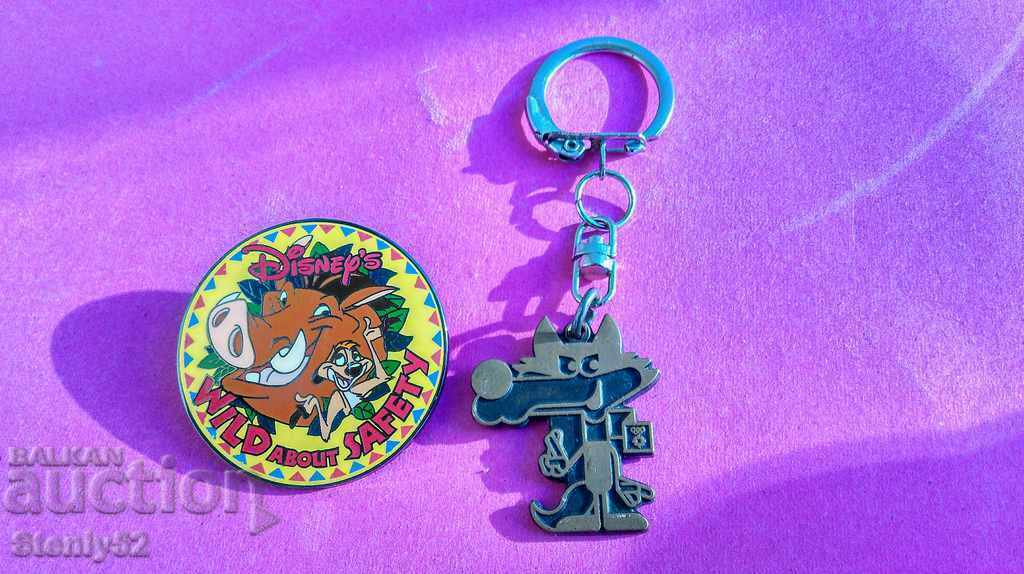 Children's key chain + badge Disney