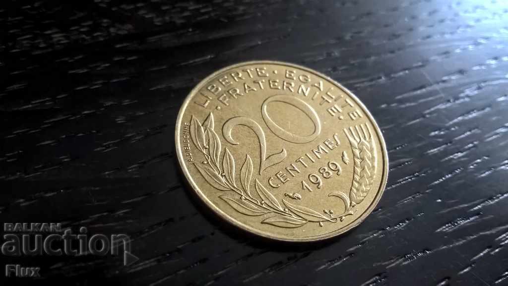 Монета - Франция - 20 сентима | 1989г.