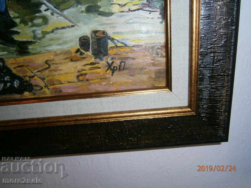 Delivery of STARA VARNA - THE PORT OF Hrista Panteva oil on canvas