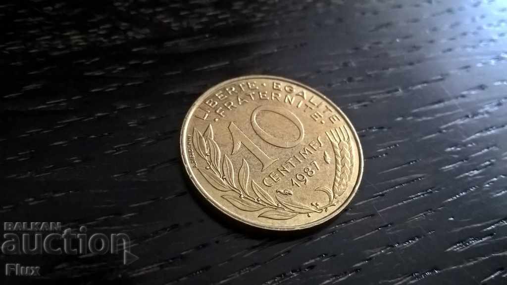 Монета - Франция - 10 сентима | 1987г.