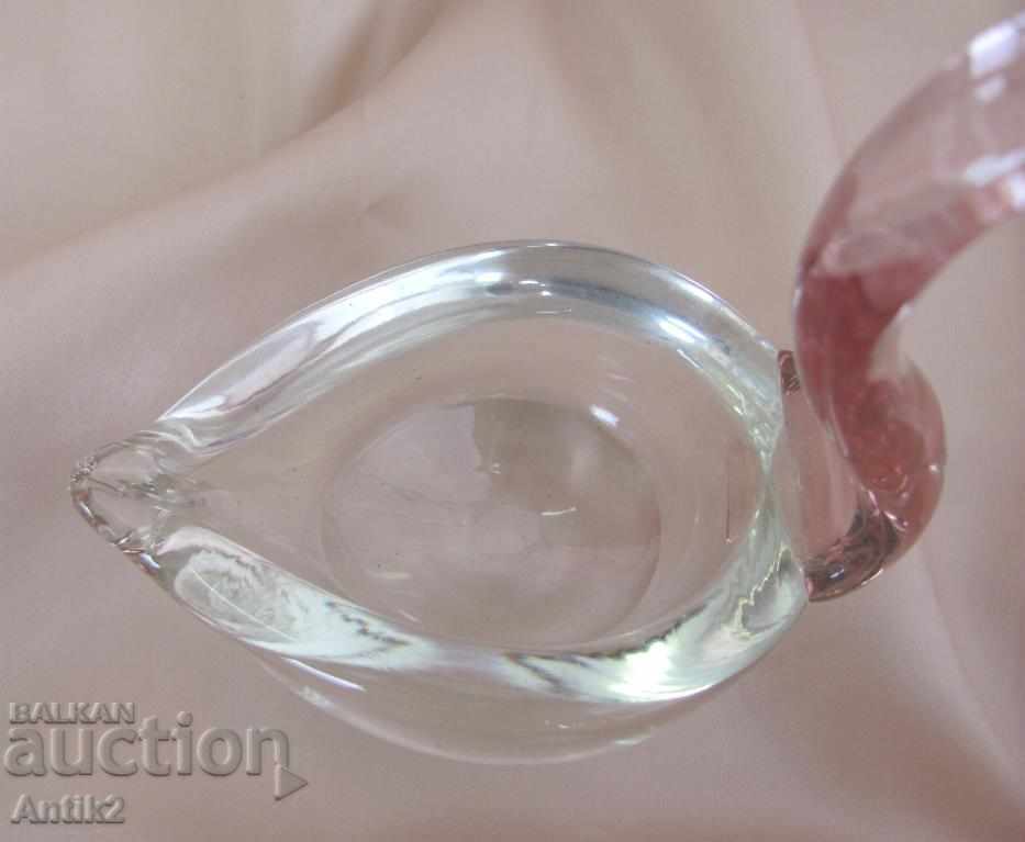 Old Murano Glass Crystal Figure Swan pink - 5 Old Murano Glass Crystal Figure Swan pink - 5