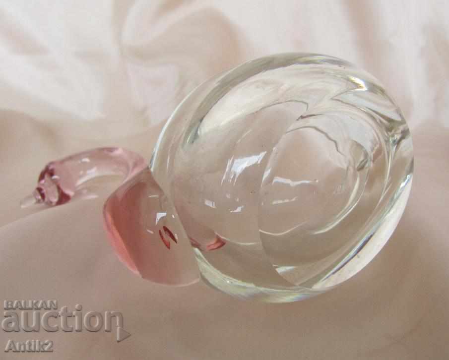 Old Murano Glass Crystal Figure Swan pink - 6 Old Murano Glass Crystal Figure Swan pink - 6