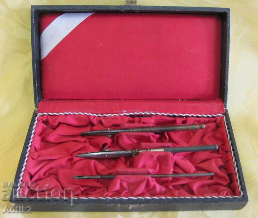 19 век  Комплект за чертане Абанос