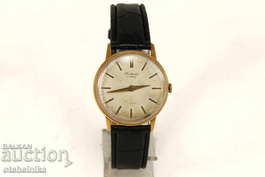 1960's Ръчен Руски Позлатен Часовник РАКЕТА 2601 16 Камъка