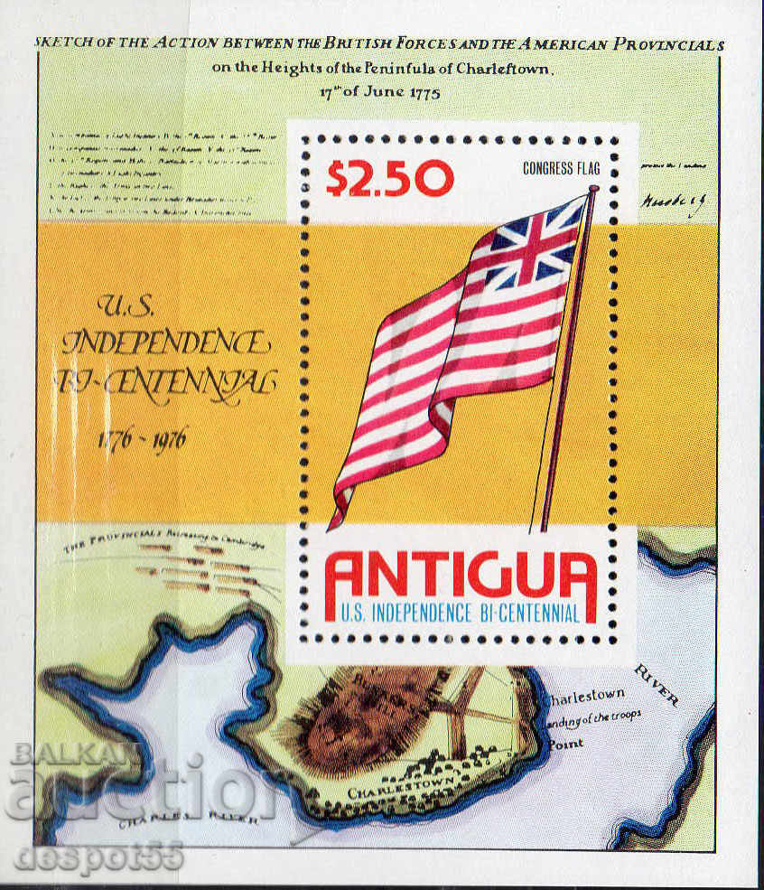 1976. Antigua. 200 years of US independence. Block.
