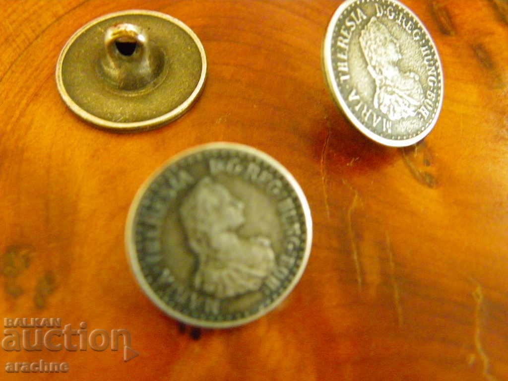Three silver buttons with the image of Empress Maria Theresa with price € 18.00 | 35.21 BGN Three silver buttons with the image of Empress Maria Theresa with price € 18.00 | 35.21 BGN