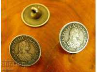 Three silver buttons with imprint Maria Theresia