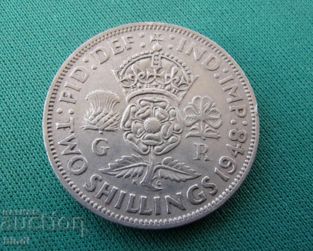 Anglia 2 Shilling 1948 Moneda Rare